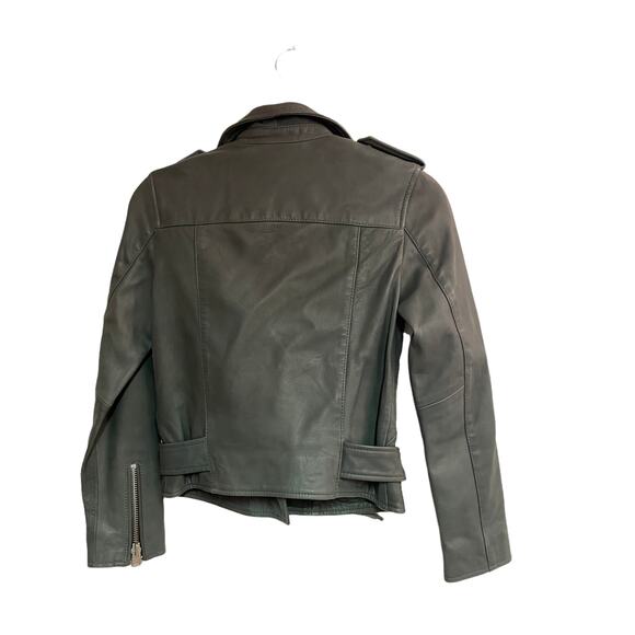 All Saints Balfern Grey Leather Moto Jacket - Picture 3 of 11